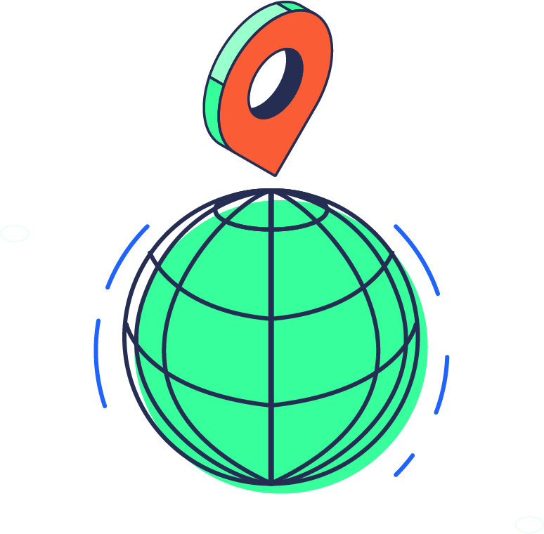 illustration of a globe with a location pin above