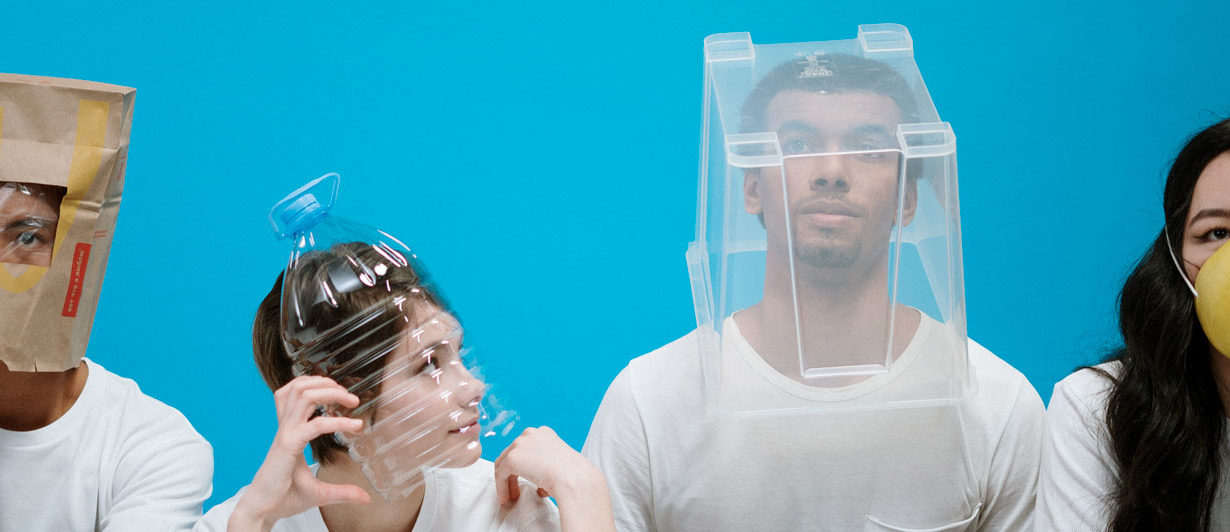 people wearing weird objects on heads