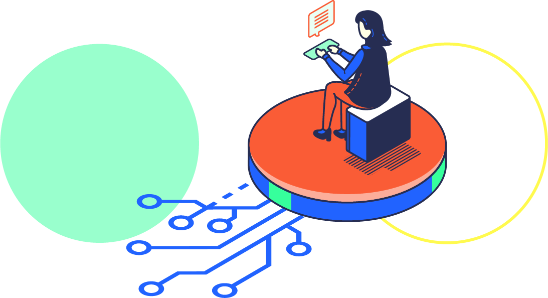 illustration of a woman typing