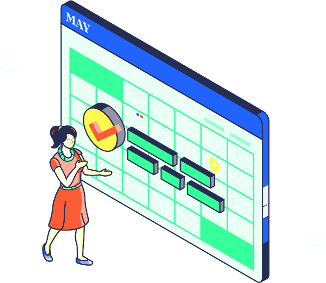 illustration of woman and a big calendar