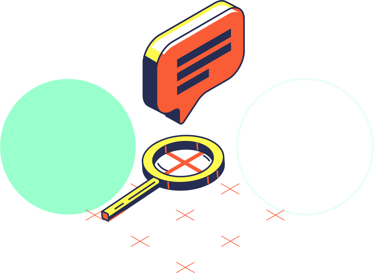 illustration of a key and a chat bubble