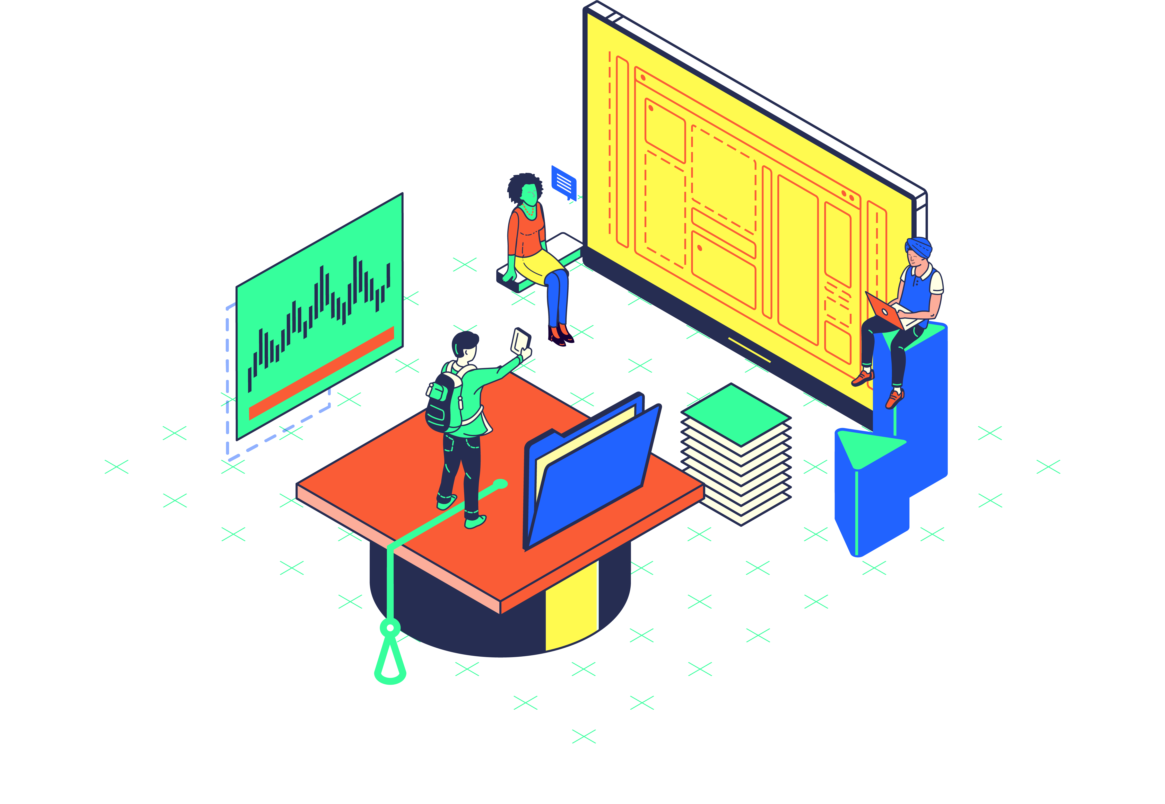 illustration of different office processes